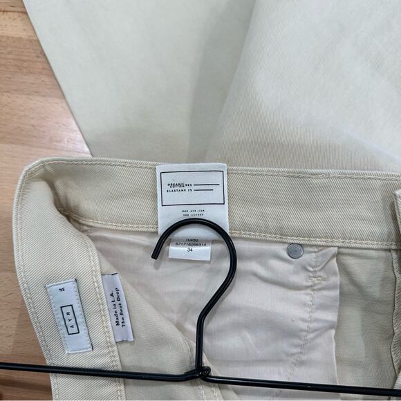 AYR The Beat Drop Jeans Barrel Leg in Straw Hat Cream Tan Preppy Minimalist 34 - Picture 9 of 10